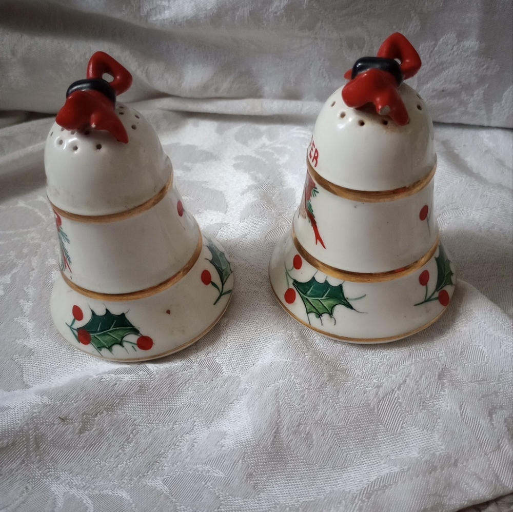 Festive Holiday Bell Salt and Pepper Shakers